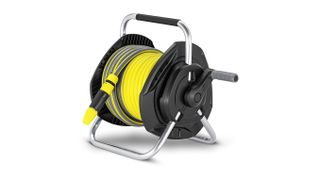 best garden hose: Karcher garden Hose Reel, black and yellow with metal stand
