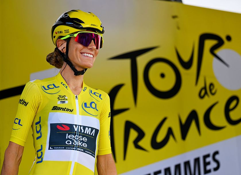 PRAZ-SUR-ARLY, FRANCE - AUGUST 03: Pauline Ferrand-Prevot of France and Team Visma | Lease a Bike - Yellow Leader Jersey prior to the 4th Tour de France Femmes 2025, Stage 9 a 124.1km stage from Praz-sur-Arly to Chatel Les Portes du Soleilon 1298m / #UCIWWT / August 03, 2025 in Praz-sur-Arly, France. (Photo by Tim de Waele/Getty Images)