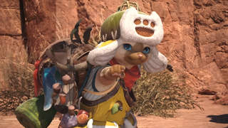 A Monster Hunter Palico in Final Fantasy 14.