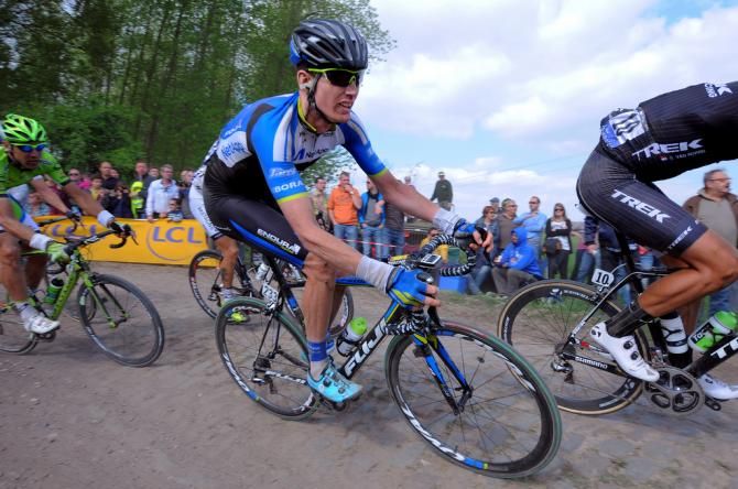 Zak Dempster (NetApp-Endura) on the cobbles at Paris-Roubaix