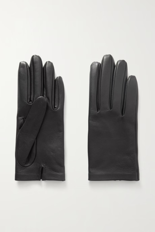 The Row black leather gloves