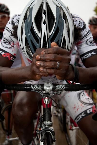 Rashaan Bahati (Rock Racing) takes a moment for himself on the start line.