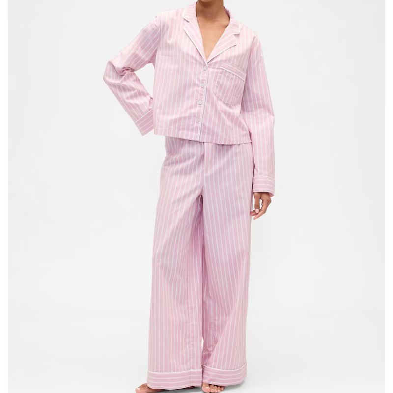 GAP, Pink 100% Cotton Poplin Striped Pyjamas