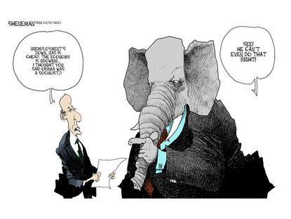 Political cartoon Obama GOP socialism