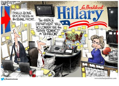 Political Cartoon U.S. Hillary Emails 2016
