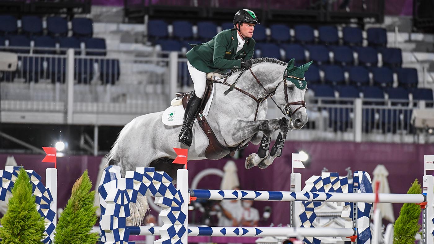 Pictured Darragh Kenny riding Cartello in the Olympic showjumping individual qualifier at the Tokyo 2020 Olympic Games.