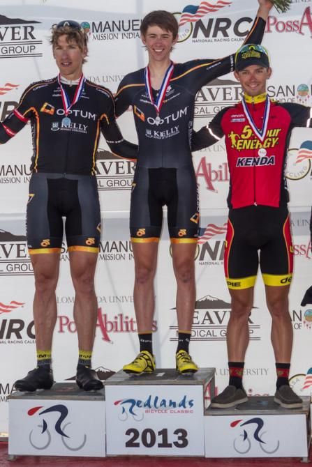Men's Redlands TT podium (L-R): Tom Zirbel, 2nd; Chad Haga, 1st; David Williams, 3rd