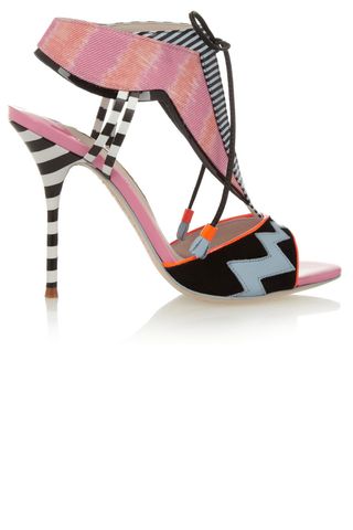 Sophia Webster Leilou Stripe Leather, Suede And Canvas Sandals, £430