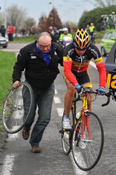 Stijn Devolder suffered an unlucky puncture