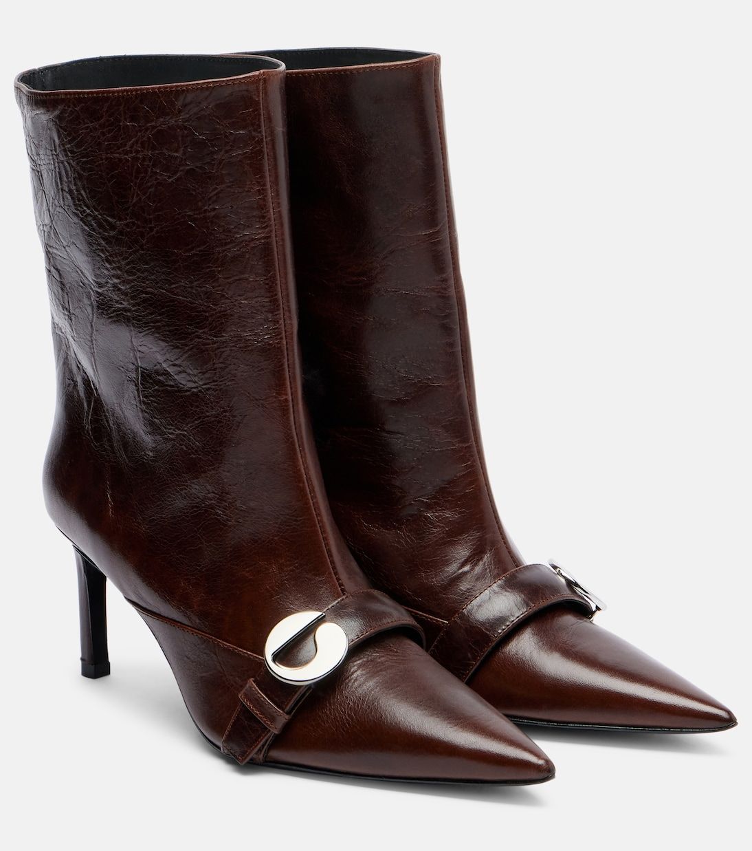 Belt Leather Ankle Boots in Brown - Coperni
