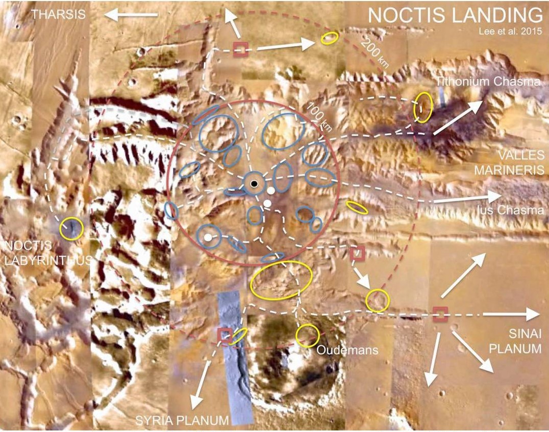 Turun di Noctis Landing, penjelajah astronot memiliki sejumlah rute untuk mempelajari Mars.