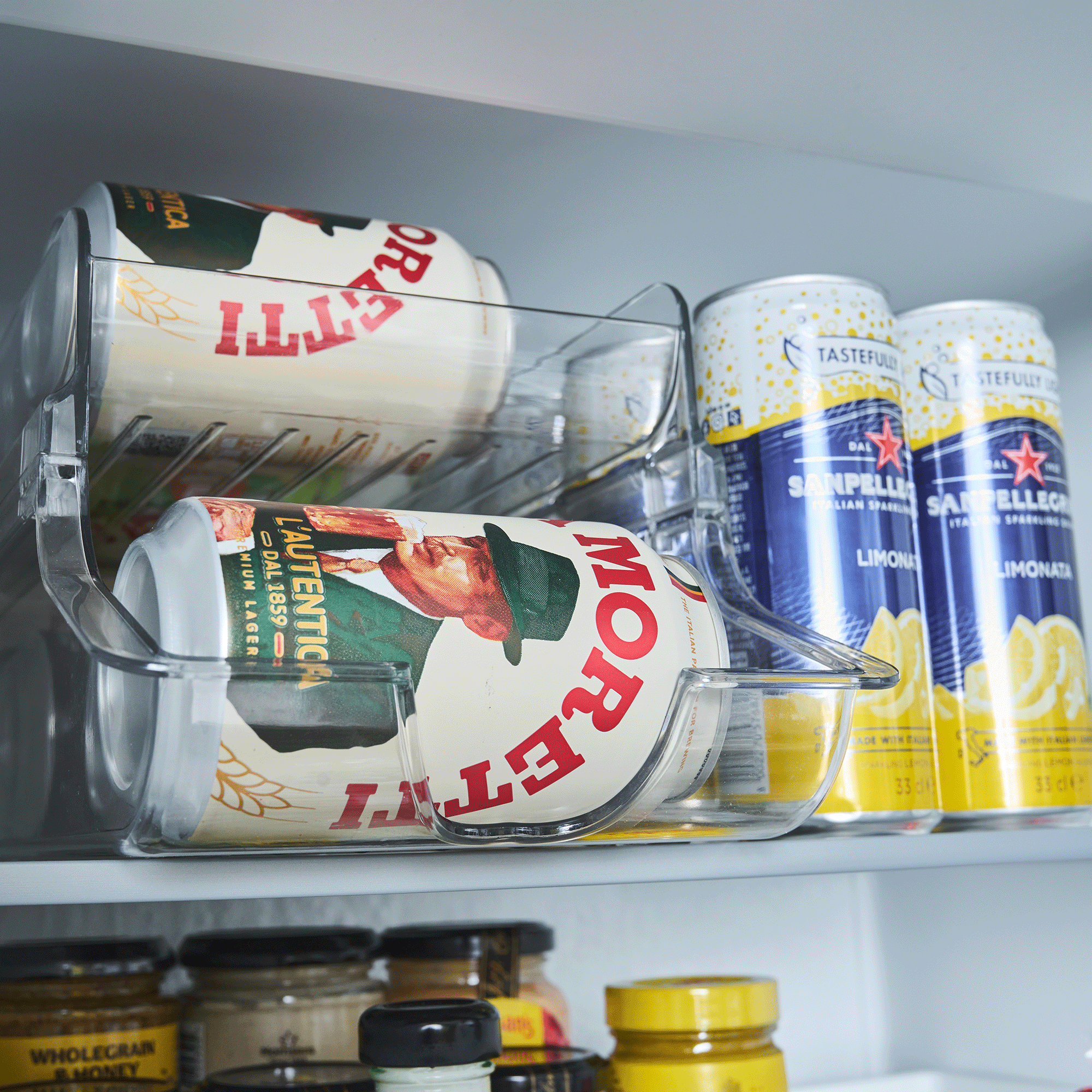 Beer cans in holder