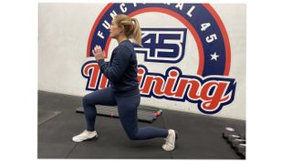Woman holding a lunge