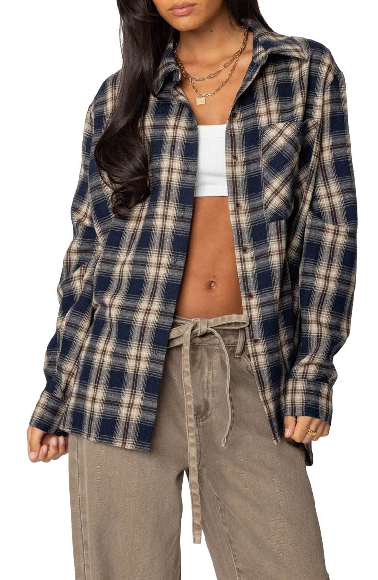 Plaid Flannel Button-Up Shirt