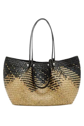 AllSaints Allington Cross Stitch Straw Tote Bag