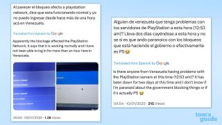 Screenshots of tweets about PSN outages