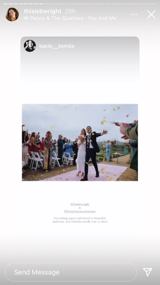 Bonnie Wright's Instagram Story walking down the aisle