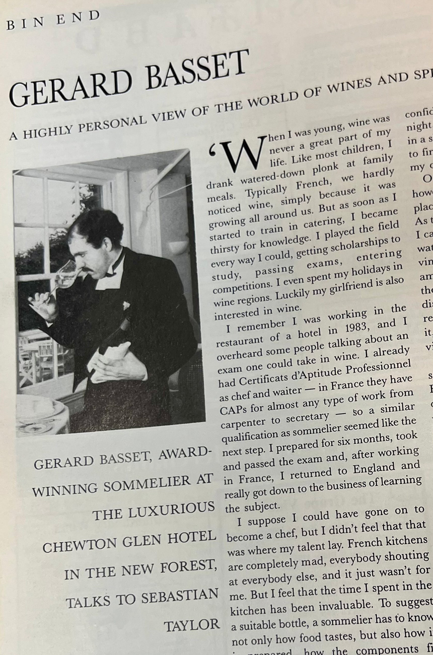 Decanter February 1991 issue - Gerard Basset