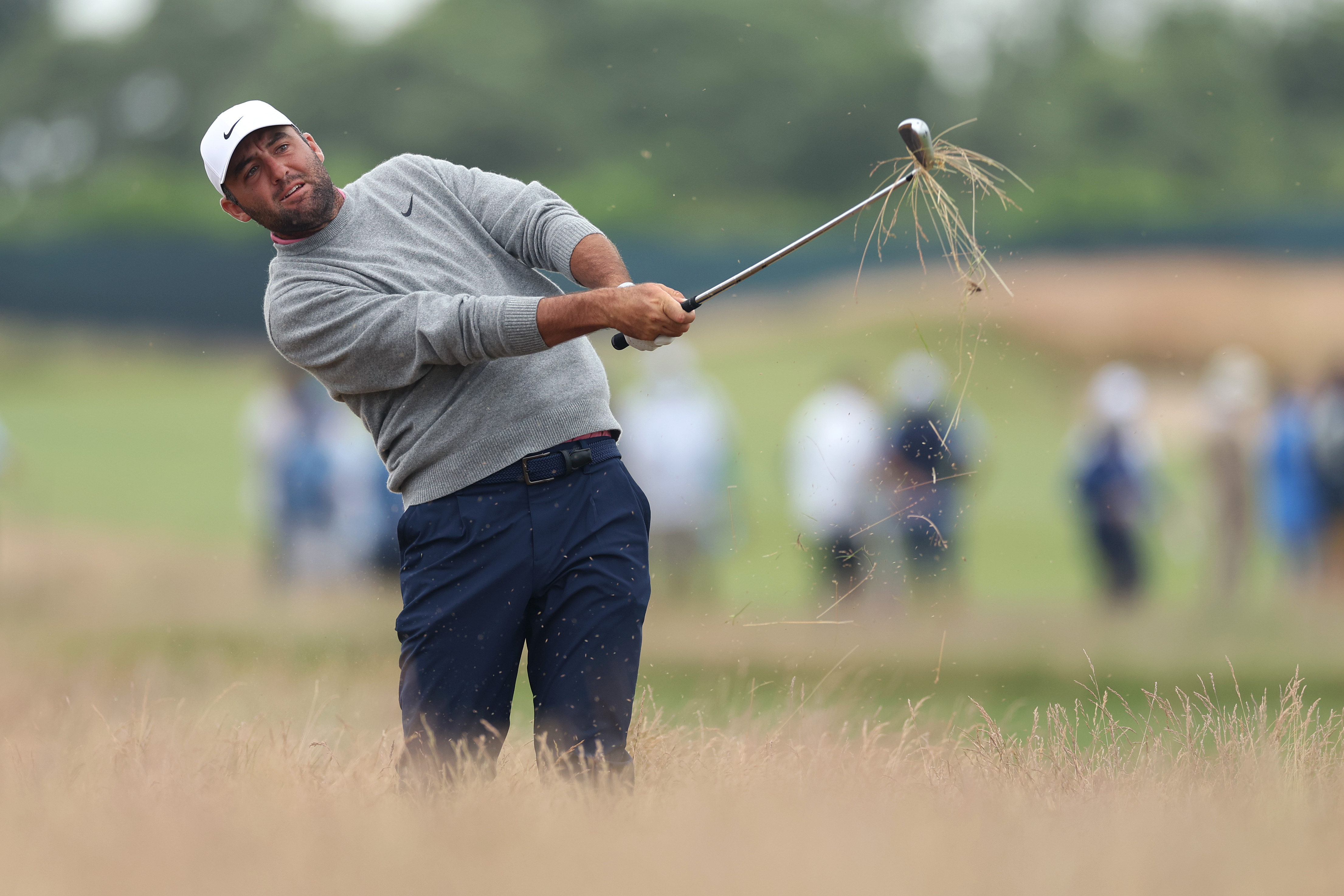 Scottie Scheffler of the United States plays a shot on the fourth hole during the first round of the 126th U.S. OPEN at Shinnecock Hills Golf Club