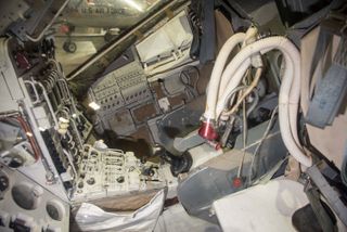 A Gemini-B cockpit on display at the National Museum of the Air Force, Wright-Patterson AFB, Ohio. This is the Gemini-B "pathfinder" engineering mock-up and the only surviving example of Manned Orbiting Laboratory hardware.
