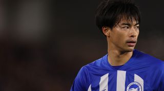 BRIGHTON, ENGLAND - OCTOBER 26: Kaoru Mitoma of Brighton and Hove Albion during the UEFA Europa League 2023/24 match between Brighton & Hove Albion and AFC Ajax at American Express Community Stadium on October 26, 2023 in Brighton, England. (Photo by Matthew Ashton - AMA/Getty Images)