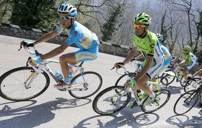 Ivan Basso (Cannondale) and Vincenzo Nibali (Astana)