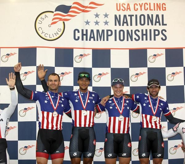 Men's Team Sprint Podium: Jimmy Watkins, Giddeon Massie, Andy Lakatosh, David Espinoza.