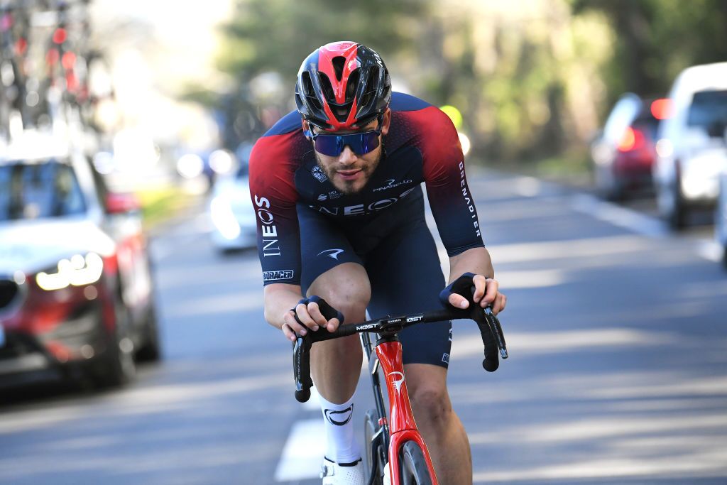 BELLEGARDESURVALSERINE FRANCE FEBRUARY 02 Filippo Ganna of Italy and Team INEOS Grenadiers competes during the 52nd toile De Bessges Tour Du Gard 2022 Stage 1 a 1608km stage from Bellegarde to Bellegarde 161m EtoiledeBesseges EDB2022 on February 02 2022 in BellegardesurValserine France Photo by Luc ClaessenGetty Images