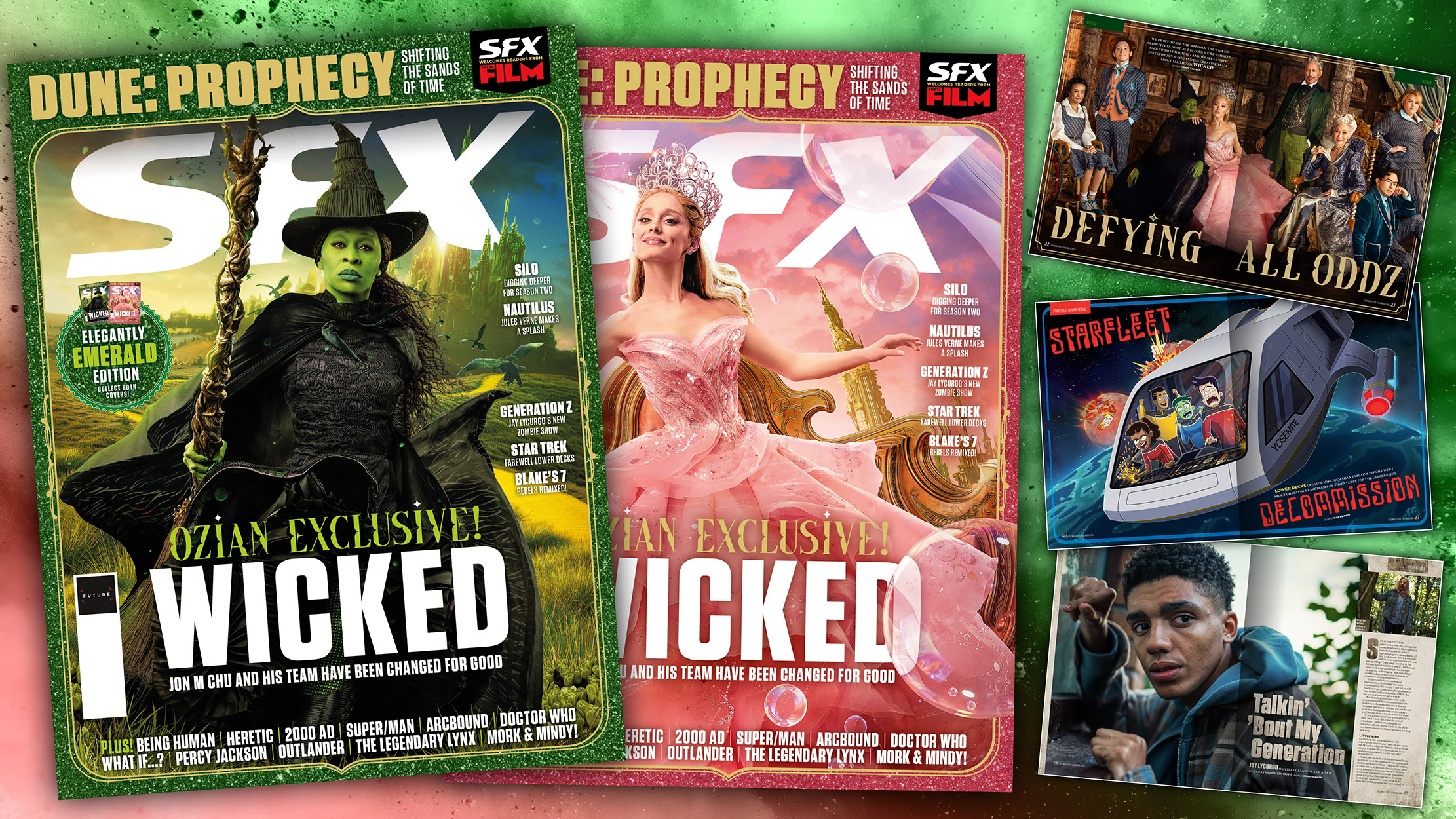 The two covers of SFX issue 385, and some of the features inside.