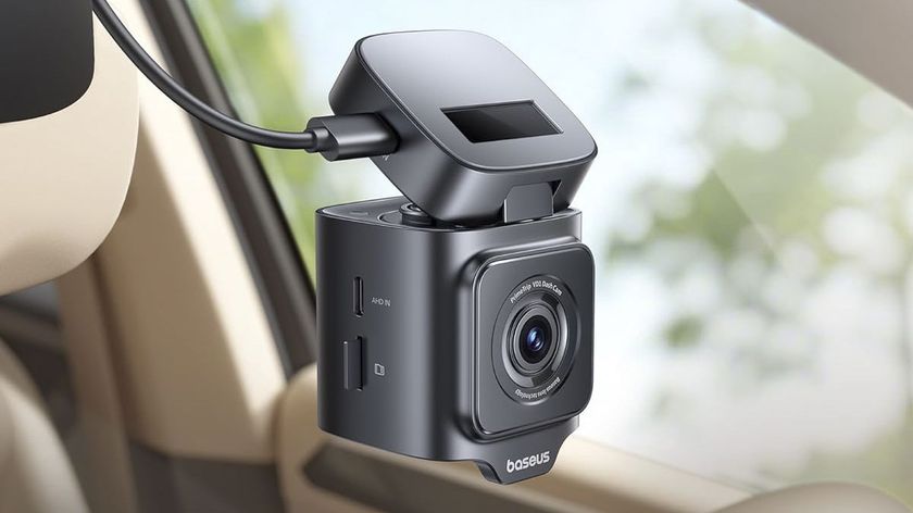 Baseus PrimeTrip VD1 Pro dash cam mounted to a car windscreen