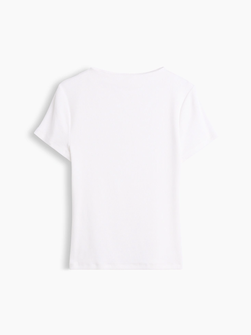 Gap, Modern Rib Mockneck Crop T-Shirt