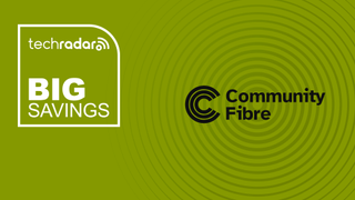 Community Fibre logo on a green background with white &#039;big savings&#039; text on the left.