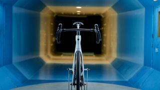 A front-on image of the new Trek Madone in a wind-tunnel