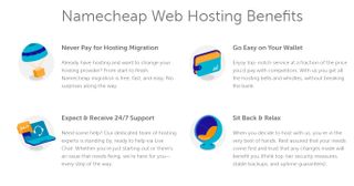 Namecheap's webpage discussing its benefits/features