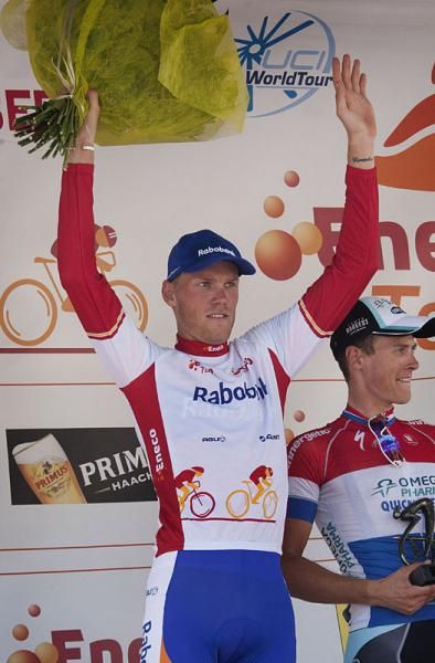Lars Boom (Rabobank) on the podium at the end of the Eneco Tour
