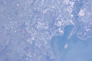 Houston, Texas, home to NASA's Johnson Space Center and International Space Station Mission Control as seen from space.