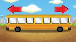 Which way is this school bus headed?