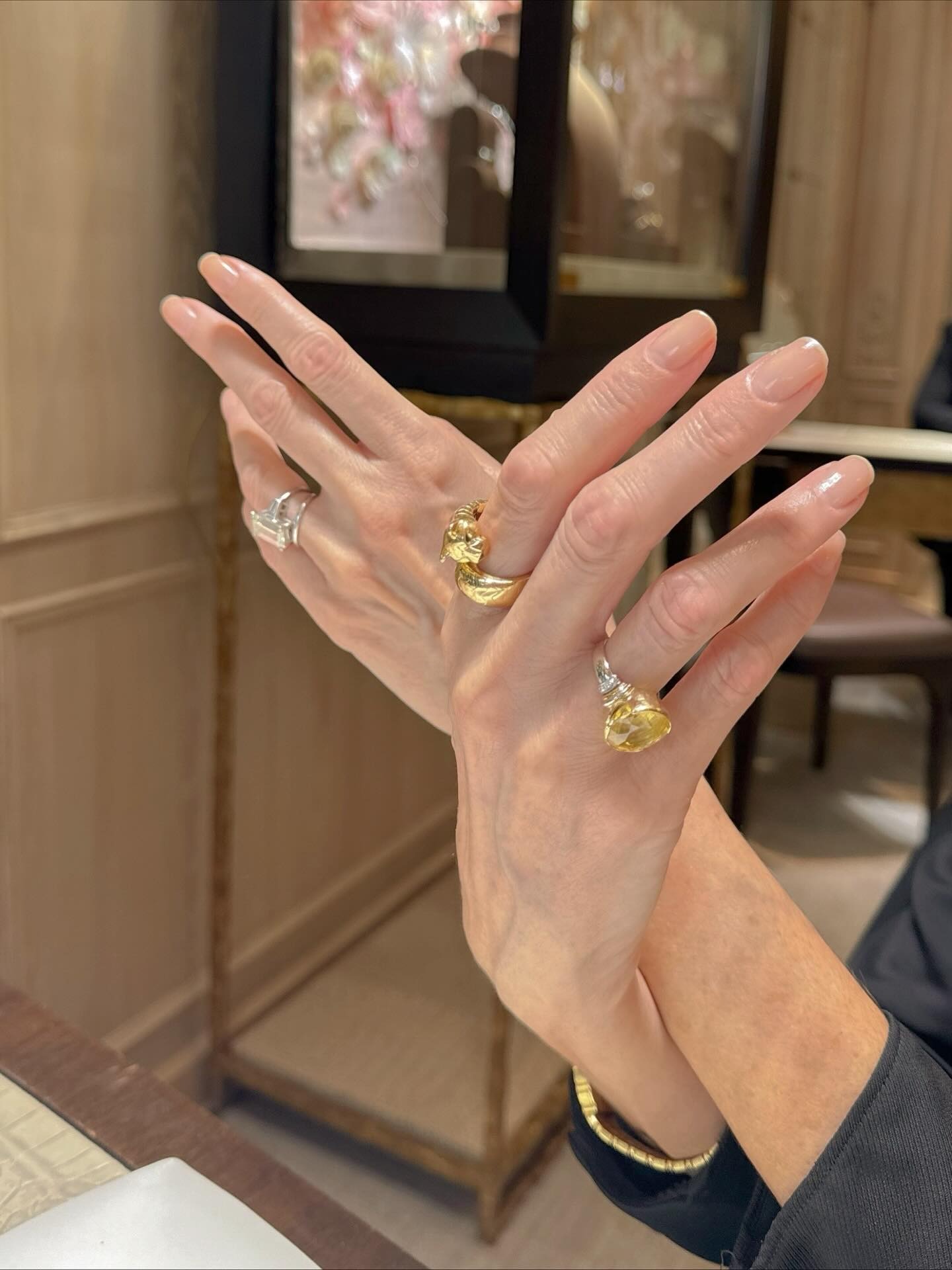 A picture of a clear, glossy manicure