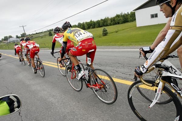 Former yellow jersey Rafael Serrano Fernandez (Heraklio-Murcia) seen in the peloton during stage three.