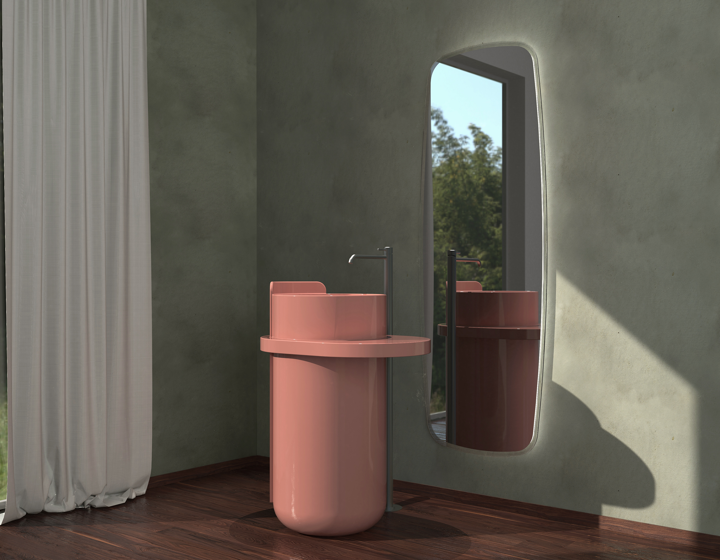 pink freestanding washbasin