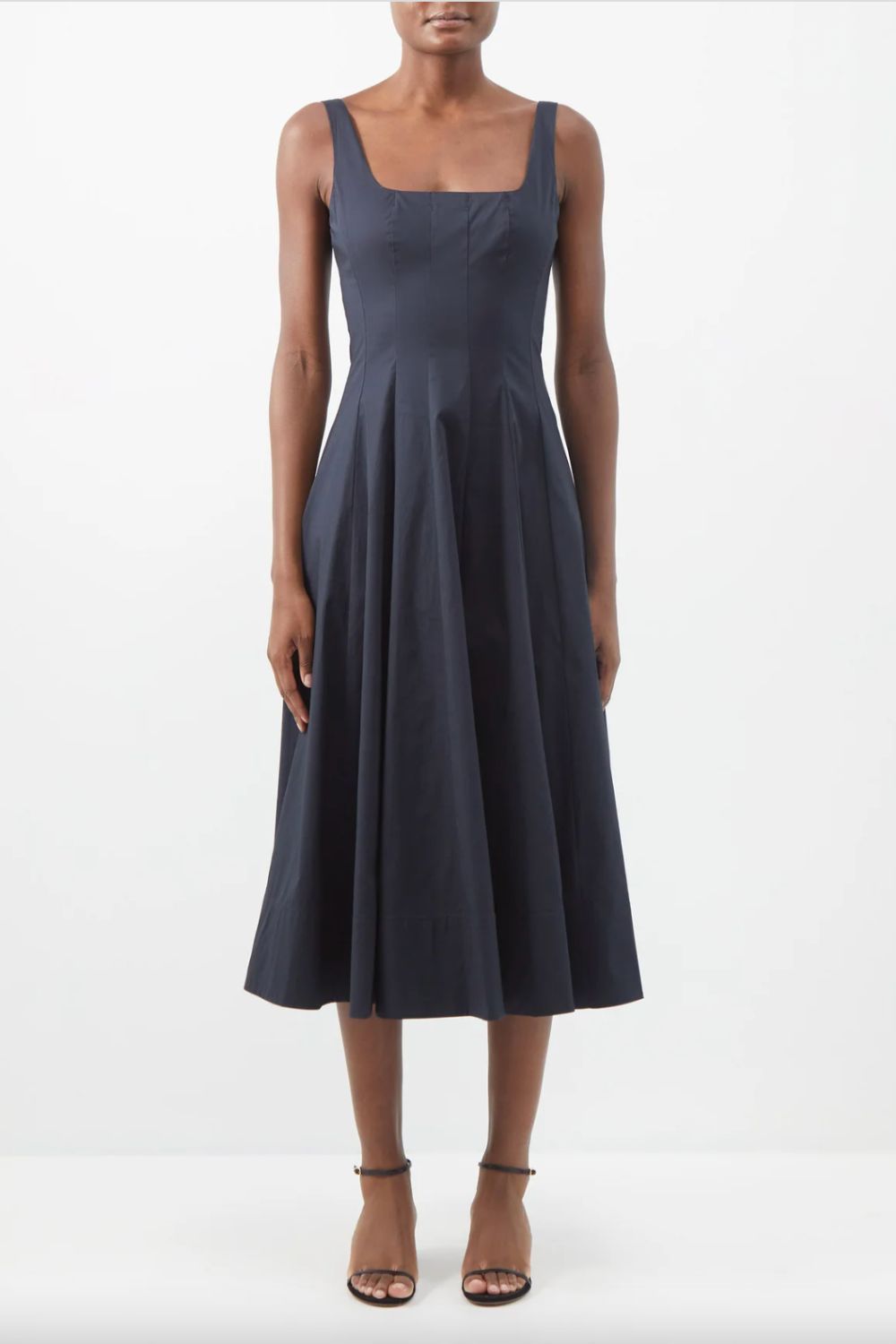 Staud Wells square-neck cotton-blend dress