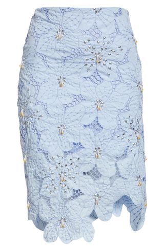 Constellation Embellished Floral Lace Skirt