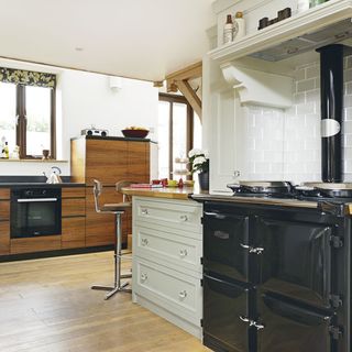 kitchen with wooden counter and cabinet