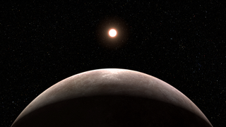 An artist's depiction of the exoplanet LHS 475 b orbiting its star.