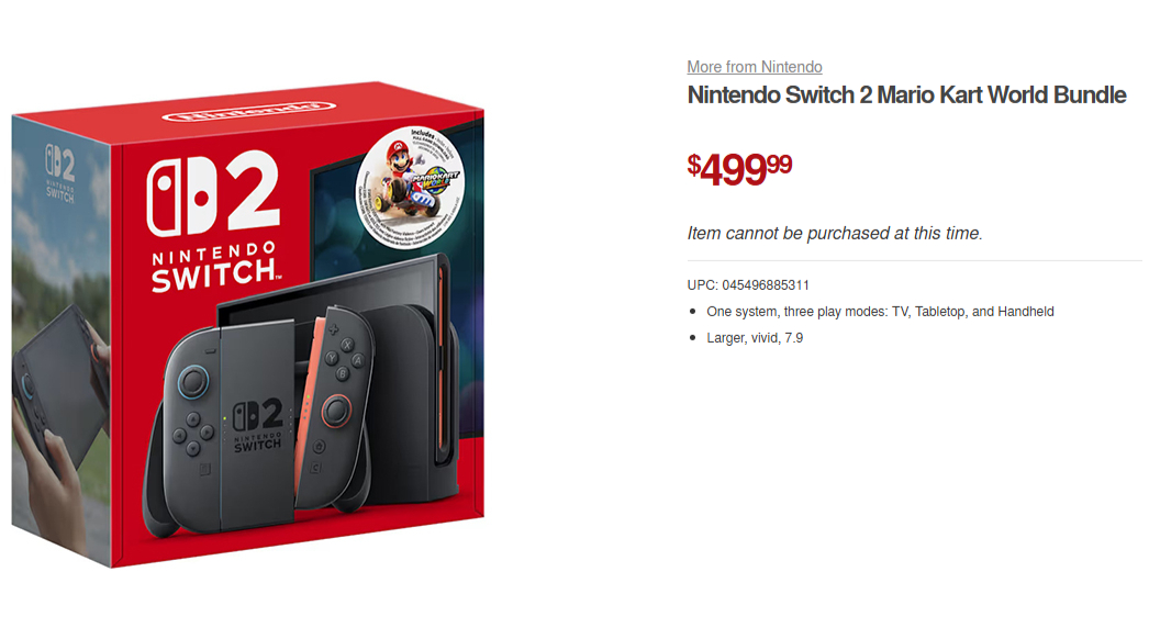 Nintendo Switch 2 product page on Antonline