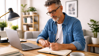 AI image of man at desk 
