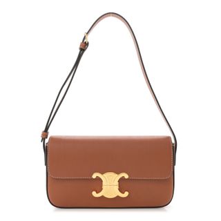 Celine, Shiny Calfskin Triomphe Shoulder Bag Tan