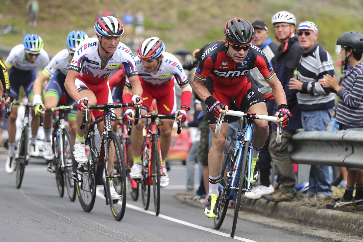 Cadel Evans (BMC) puts in an effort