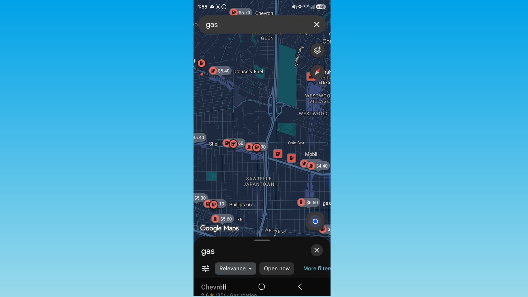 Google Maps price search