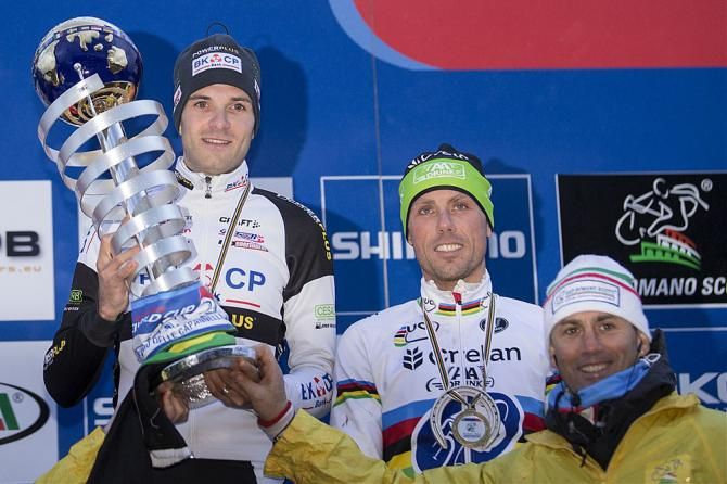 Niels Albert and Sven Nys on the podium